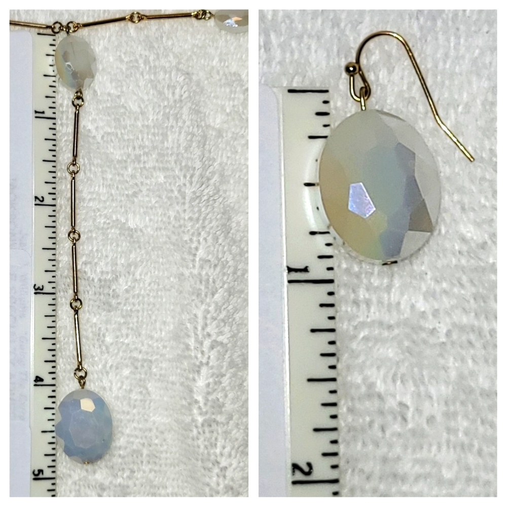CATO Opalescent Oval Beaded Necklace and Drop Earrings Set / Pierced - Picture 4 of 5